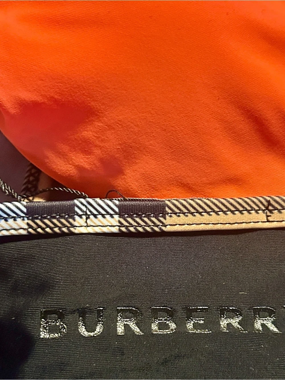 Burberry Orange Check-Trim Triangle Bikini